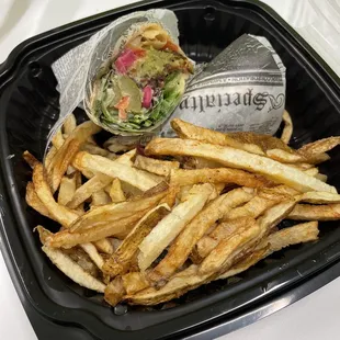 Falafel wrap and a Side Of Fries