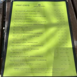menu