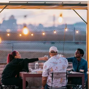 Sunset on the Patio with good firends and good wine.