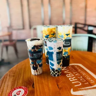 three cups of boba tea
