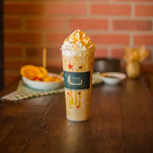 iced coffee with whipped cream and caramel