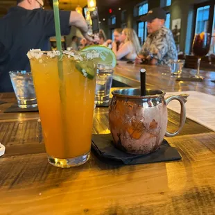 Here again... our usual cocktails! Spicy Mango margarita &amp; Urban Mule!