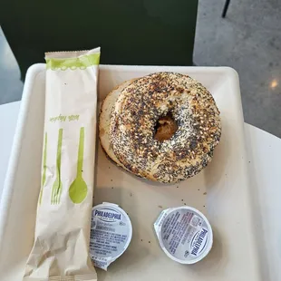 Everything Bagel with cream cheese