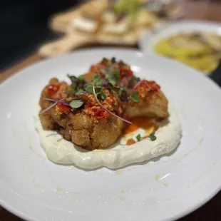 Cauliflower with goat cheese. AMAZING.