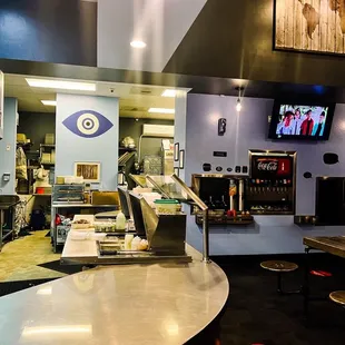 a view of a restaurant from the bar