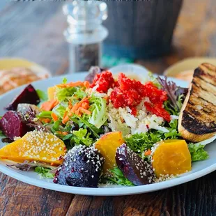 URBAN PLATES, Aliso Viejo, CA! LOCAL MIXED BEET Salad: Tons of Beets, arugula, roasted tomatoes, carrot, jicama, walnuts, hemp seeds=$12.95