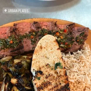 Chimichurri Grass Fed Steak Plate &amp; Grilled Sustainable Salmon