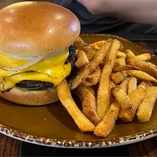 Cheeseburger and fries