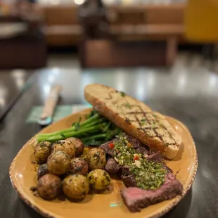 Chimichurri Grass Fed Steak with potatoes and broccolini - @rayz