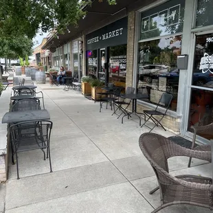 Sidewalk seating is for almost any kind of weather.