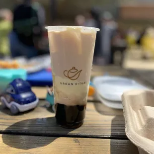 Creme brulee with boba