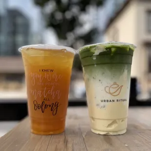 Gold winter (left) and matcha toffee (right) with creme brulee added