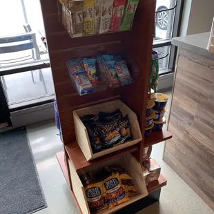 a display of snacks and snacks