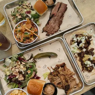 Pulled pork and brisket meal