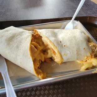 Brisket S'mac wrap $13.50. I definitely needed the knife and fork.