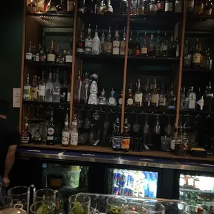 a bar filled with bottles of alcohol