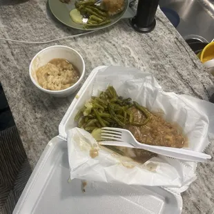 Photo of insect inside of my green beans and full image of food.