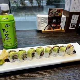 Caterpillar Roll and Iced Green Tea