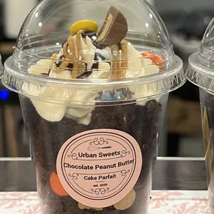 a cup of chocolate peanut butter