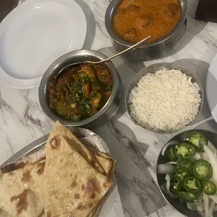 Malai Kofta Lajawab, Garlic Naan, butter Naan, Missi Roti, vegetable jalfrazi