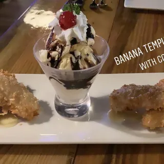 Thai Style Banana Tempura with Vanilla Ice Cream