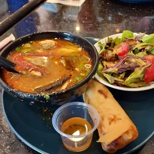 Soup, salad, egg roll