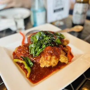 a plate of food on a table