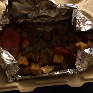 Much bigger portions. I started eating it before the pic, oops!