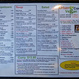 Food menu, 1 of 2, May 2022