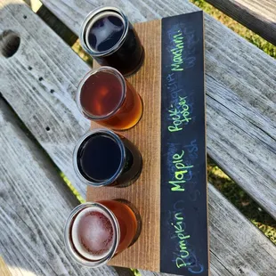Our flight of beers
