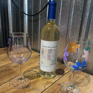 Fun evening out painting wine glasses