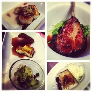 a collage of a plate of food