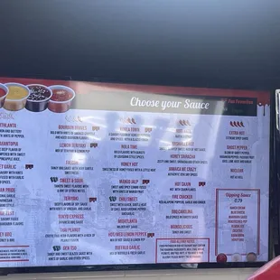 Sauce menu