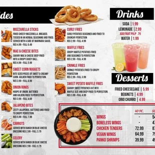 the menu for the restaurant