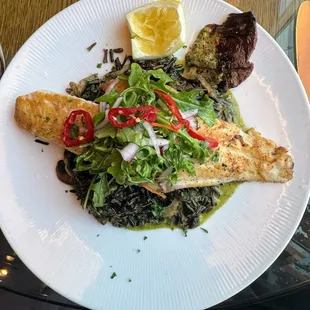 Pan Seared Walleye over MN wild rice ... 10-stars!