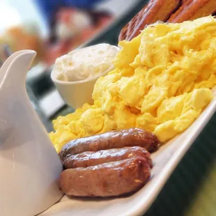 Lemon ricotta cornmeal waffle platter