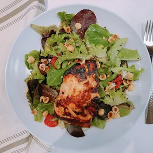 Crafted salad with salmon