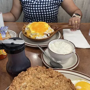 a woman eating breakfast