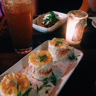 Elote Callejero with a michelada and a taco..$19.WTH.