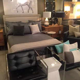 Transitional, modern and mid-Century furniture and decor.