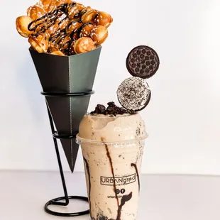 Protein waffle and Peanut Butter Oreo Shake