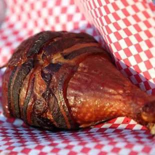 Bacon Wrapped-Fried Turkey Leg!