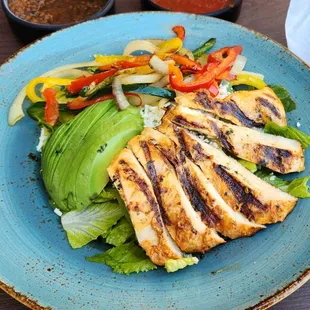 Fajita Salad with chicken (A big serving--I took 1/2 home)