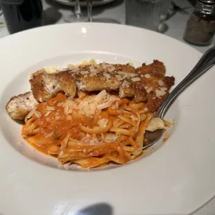 Chicken Parmesan fettuccine