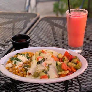 Ninfas Chicken spinach enchiladas and strawberry Margarita