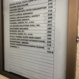 Bldg Directory: Urbano Sandwicheria is on LL Lower Level