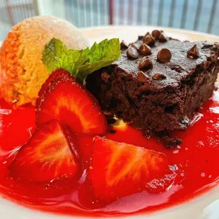 Vegan Brownie with Banana Ice Cream