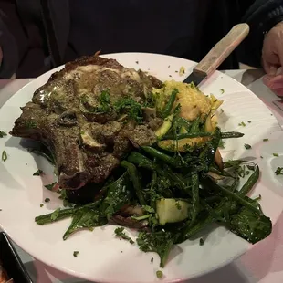 Rib Eye with Melted Gorgonzola Cheese and Cremini Mushrooms Au Jus