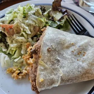 Burrito w/salad... more greens were added.