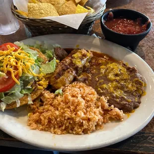 Guac tostada and pork tamales dinner